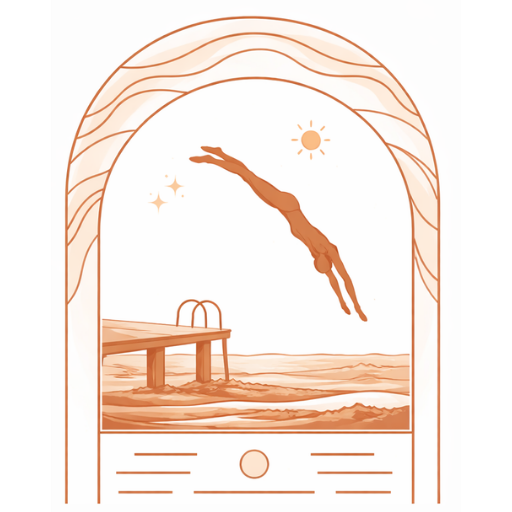 Illustration montrant la formule de travel planning Le Plongeon avec une personne plongeant dans l'eau.